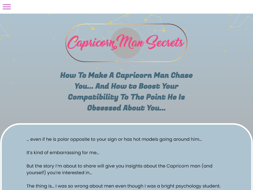 CAPRICORN MAN SECRETS REVIEW : MY RESULTS IN CHARTS
